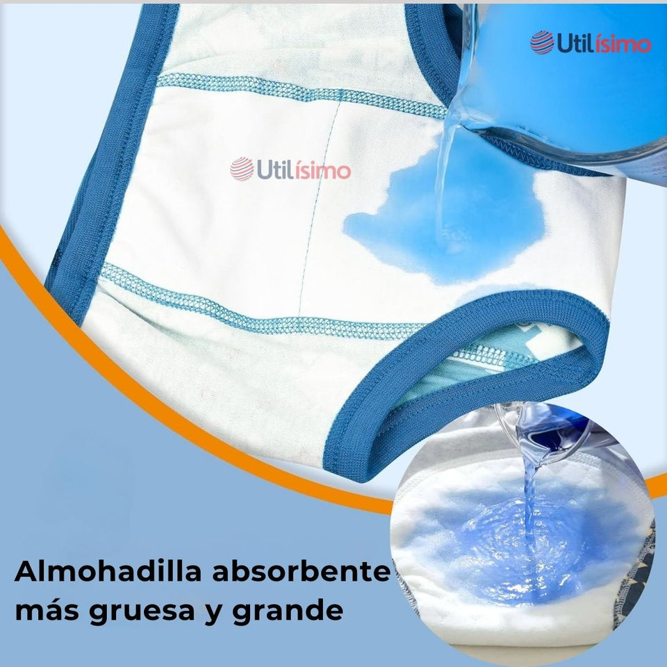 Pack 3 Calzón Calzoncillo Entrenamiento Algodón Absorbente Transpirable Cintura Elástica