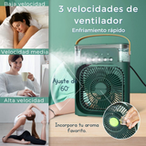 Climatizador Portátil Frío 4 en 1 Ventilador Humificador Enfriador Lampara LED 220v USB Verde