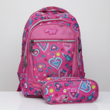 Mochila Escolar Con Estuche 36cm Tela Oxford Impermeable Niña