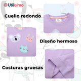 Polerón Algodón Cuello Redondo Niña Morado Animales