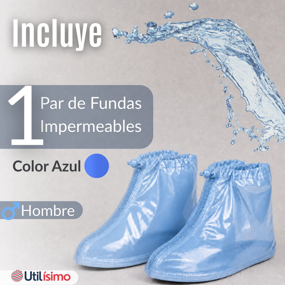 Fundas Cubre Calzado Impermeables Aislante Lluvia Azul 1 Par