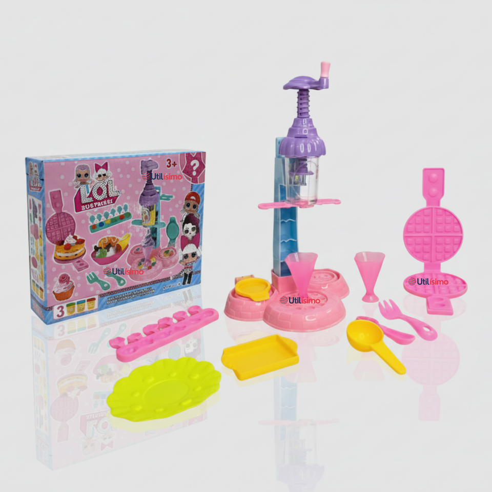 Set Juguete de Heladería y Waflera Creativa con Masas Moldeables Niña