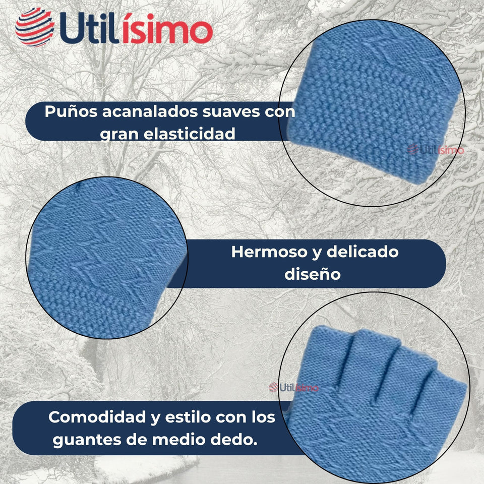 Guantes 16CM Lana Acrílica Dedos Medio Niña Liso Colores Surtidos