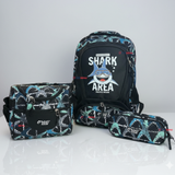 Mochila Escolar Kit Con Estuche y Lonchera 43cm Tela Oxford Baby Shark Niño
