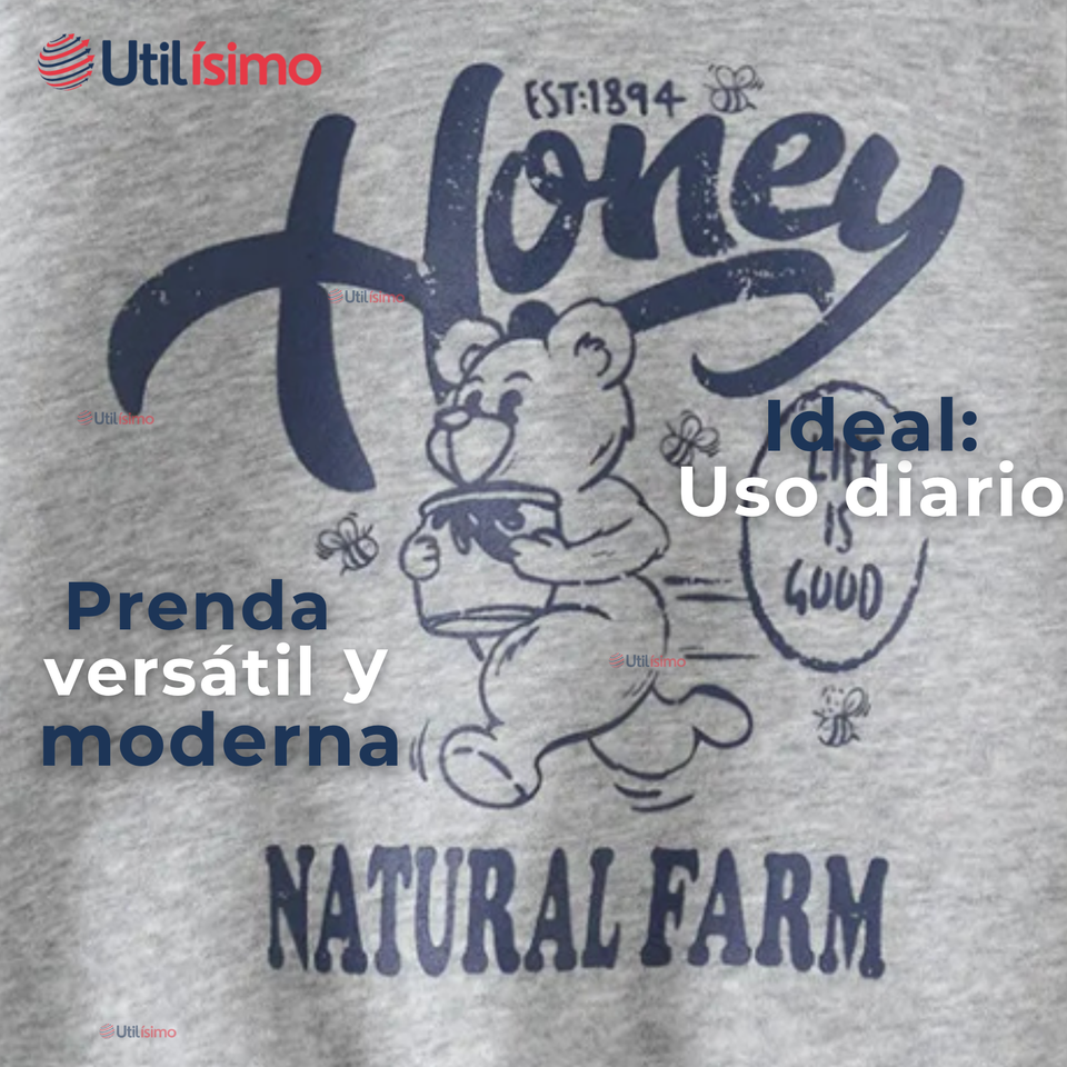 Polerón Estilo Pique Manga Larga Niño 100% Algodón Gris