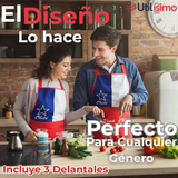 Pack 3 Delantal Cocina Fiestas Patrias Bandera Chilena 60X90 CM Viva Chile