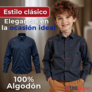 Camisa Casual De Vestir Manga Larga Cuello Americano 100% Algodón Negro