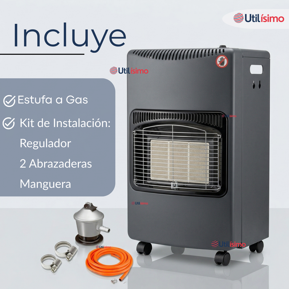 Calefactor A Gas Licuado 5kg A 15kg Plegable Interior Exterior Con Accesorios
