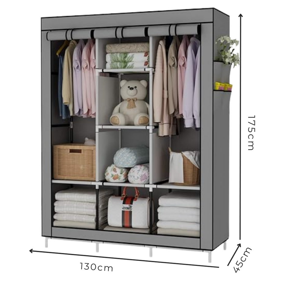 Práctico Armario Closet Ropero Portátil De Tela Color Grey
