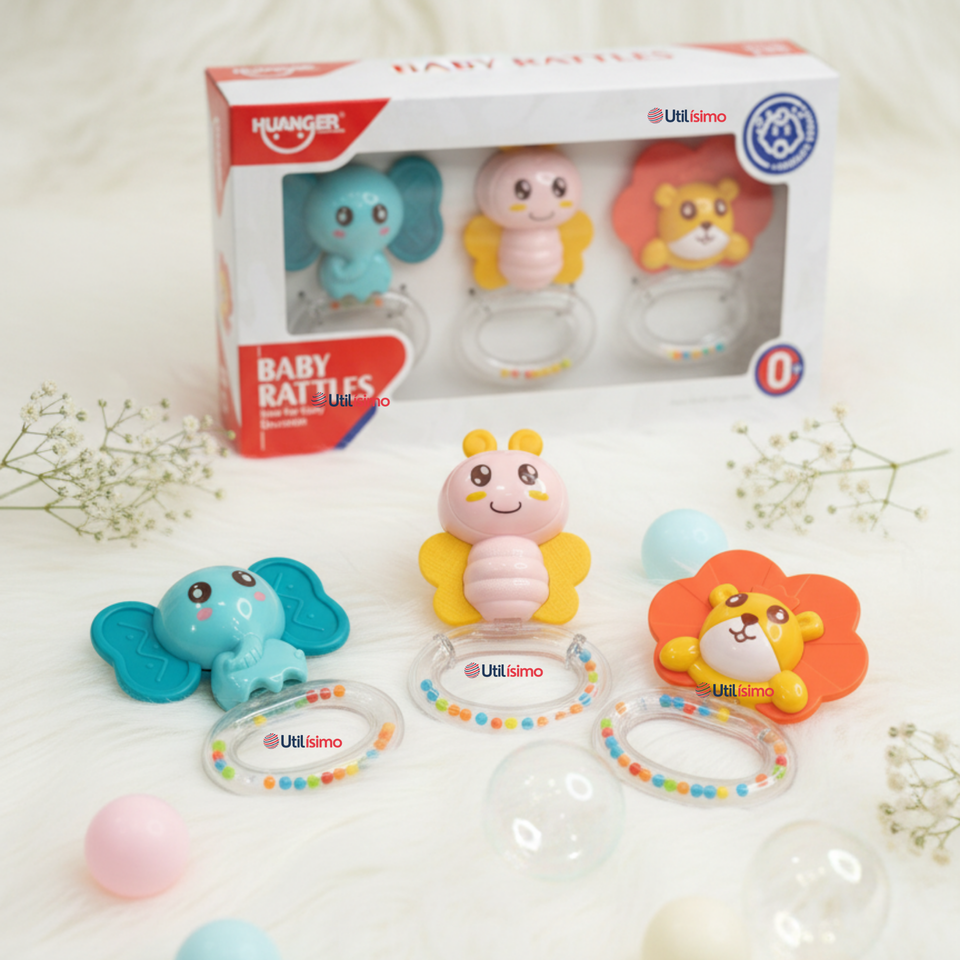 Set 3 Piezas Sonajeros Bebé Cascabel Juguetes Niño y Niña