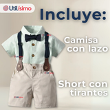 Conjunto de Vestir con Tirantes Camisa Pantalón Corto Algodón Niño