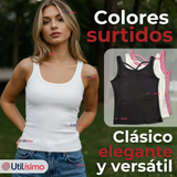 Pack 3 Camisetas Poleras 100% Algodón Básicas Lisa Con Espalda Cruzada Mujer Colores Surtidos Peto