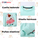 Polerón Algodón Cuello Redondo Niña Turquesa Hámster