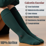 Pack 6 Calcetínes Escolares Largo Acrílico Verde Niñas Juvenil