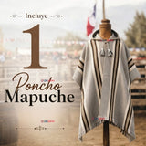 Poncho Mapuche Lana Alpaca Con Capucha Unisex Fiestas Patrias