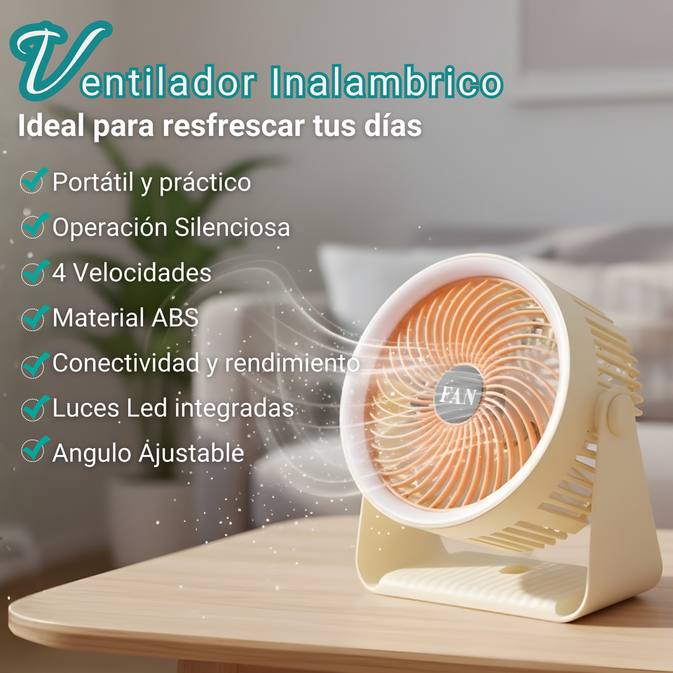 Mini Ventilador De Mesa Beige Silencioso Portátil Recargable USB