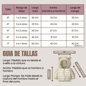 Parka Bebé Niña Beige Térmica Acolchada Con Orejitas Sweet Winter