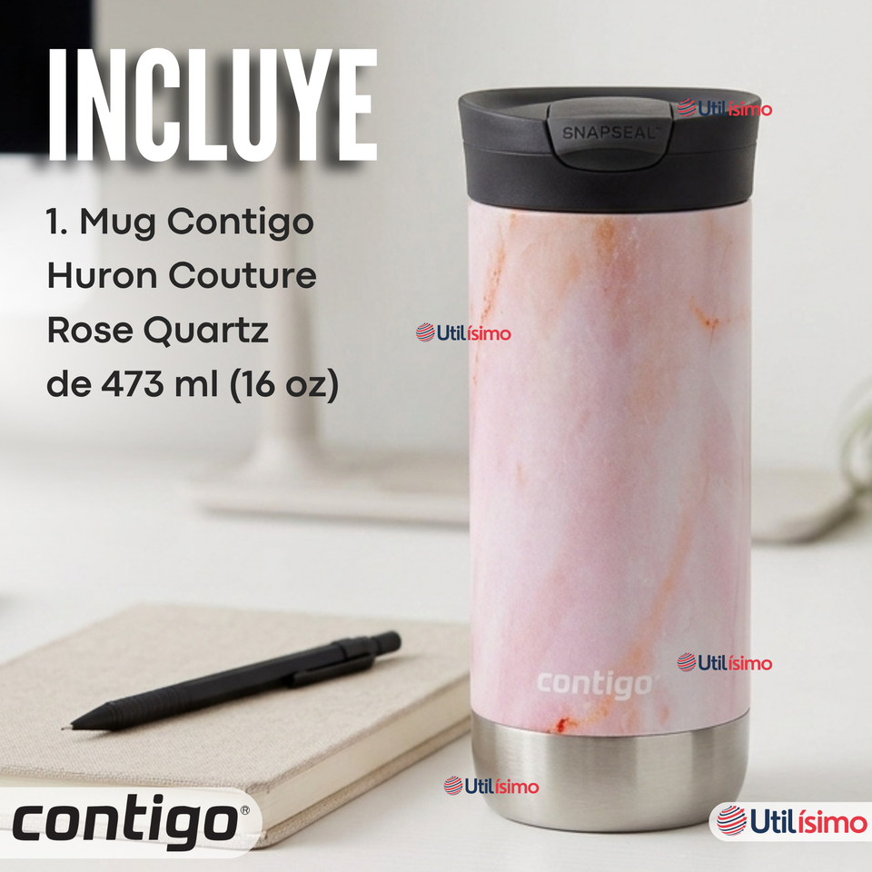 Vaso Térmico Contigo® Mug Huron Rose Quartz 473 ML Tecnología SNAPSEAL™