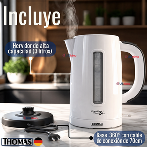 Hervidor Eléctrico Thomas 3lt Alta Potencia Tecnologia Alemana Blanco