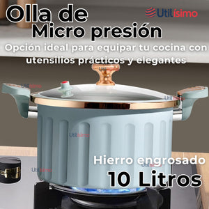 Olla de Micro Presión Esmalte Antiadherente Capacidad 10 Litros Color Azul