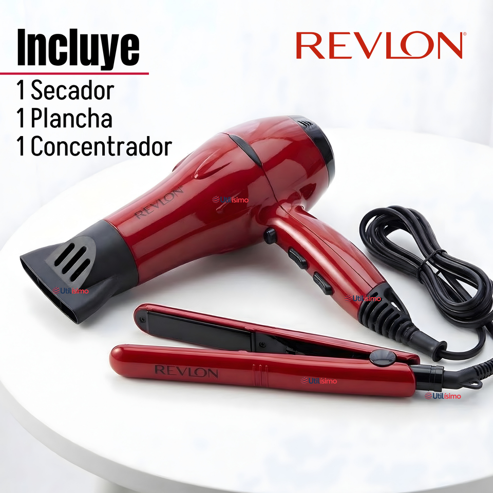 Set Secador y Plancha Alisadora Portátil Revlon 2000W