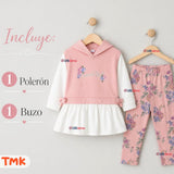 Conjunto 2 Piezas Polerón con Capucha y Pantalón 100% Algodón Niña Tedmimak Sweet flowers