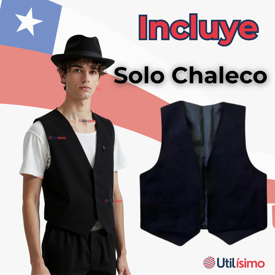 Chaleco Bolero Nortino Juvenil Fiestas Patrias Negro