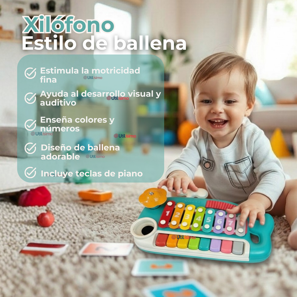 Juguete Xilófono Piano 5 en 1 Bebé Niña Niño Interactivo Notas Multicolor