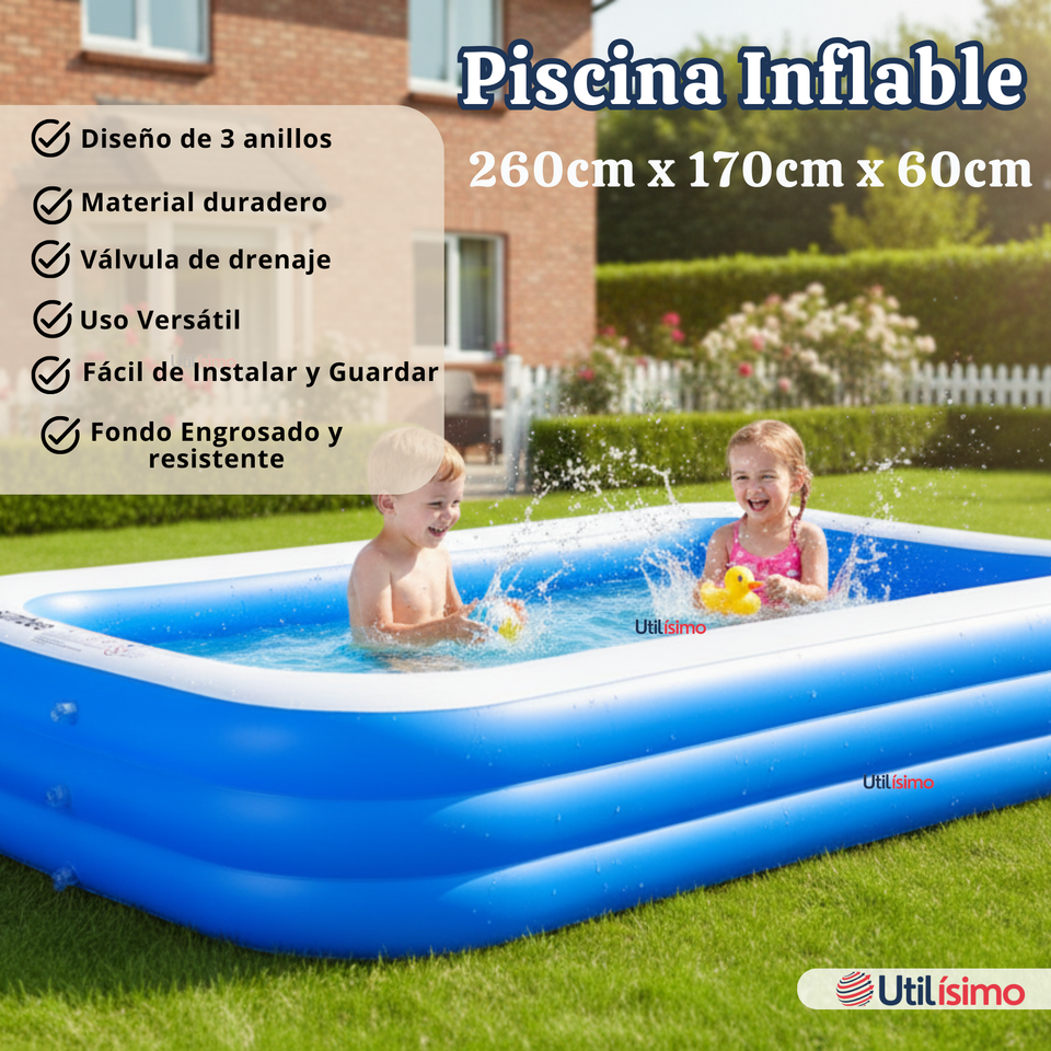 Piscina Inflable Rectangular 260x170x60 CM Color Azul