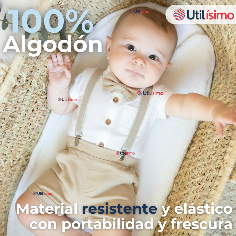 Conjunto De Vestir Con Tirantes Camisa Pantalón Corto Algodón Niño