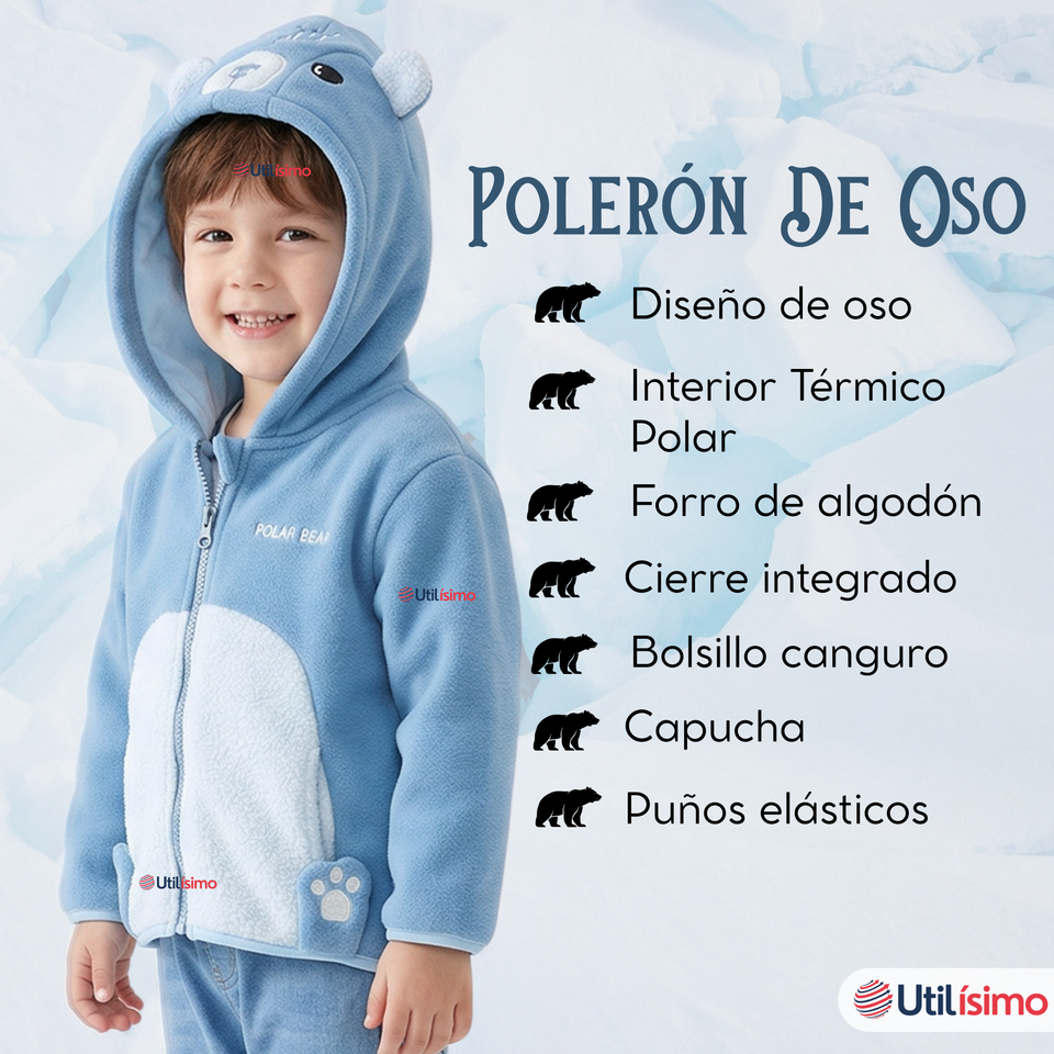 Polerón Polar Con Capucha Invierno Bebé Niño Arctic Bear