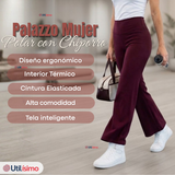 Calza Polar Con Chiporro Palazzo Mujer Elasticada Térmica Burdeo