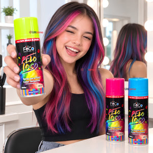 Pack 3 Spray Pintura Para El Cabello Temporal 185ml Colores Surtidos