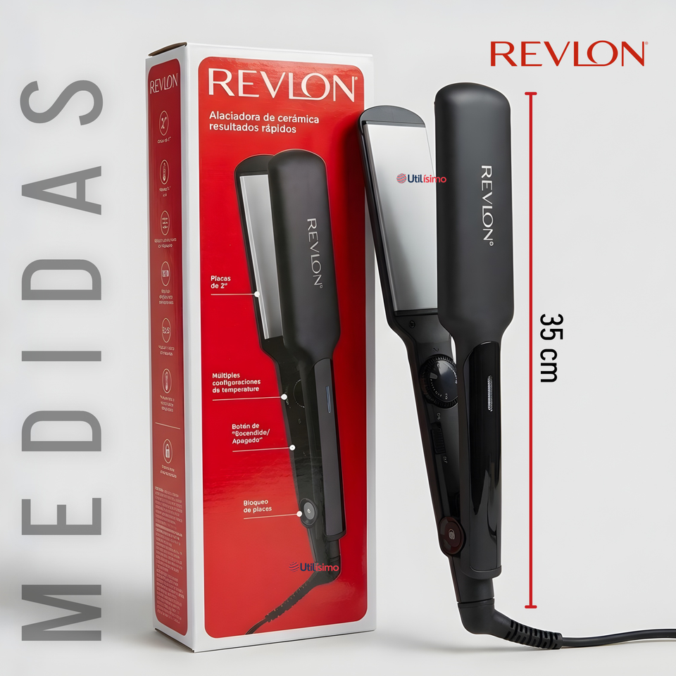Plancha Alisadora De Cabello Revlon Placas De Cerámica  RVST2182 Alaciadora Negra