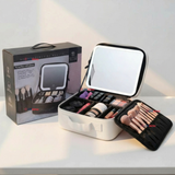 Estuche Maquillaje 2 en 1 Bolso Cosmetiquero Espejo Con Luz Led Organizador
