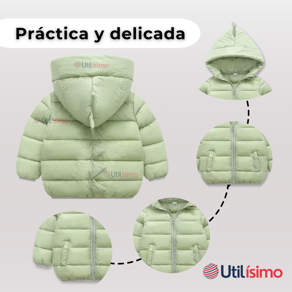 Parka Dinosaurio Con Capucha Manga Larga Niño