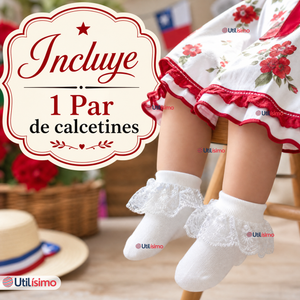 1 Par Calcetines Encaje Vuelos Bebé Algodón Fiestas Patrias Infantil