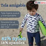 Traje de Baño Manga Larga Pantalón Largo 2 Piezas Corte Split Niño 3 a 9 años White Whale