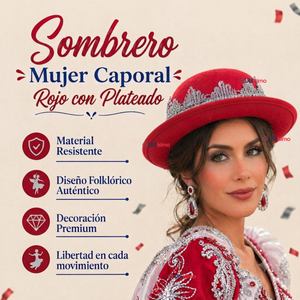 Sombrero Gorro Caporal Mujer Fiestas Patrias Rojo Baile Típico
