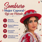 Sombrero Gorro Caporal Mujer Fiestas Patrias Rojo Baile Típico