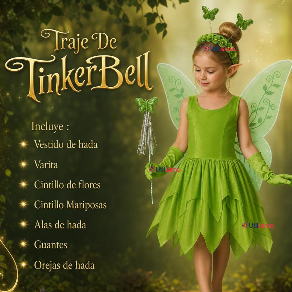 Disfraz Infantil Tinkerbell Campanita Niña Cuento De Hadas