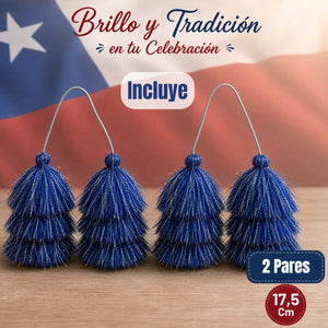 2 Pares De Tulmas Peinado Accesorio Sambo Caporal Azul Baile Típico