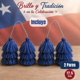 Pack 2 Tulmas Peinado Accesorio Sambo Caporal Azul Baile Típico