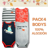 Pack 4 Bodys Niño Sin Manga Tedmimak 100% Algodón Cangrejo Rojo