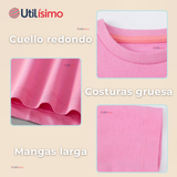 Polera Manga Larga Niña 100% Algodón Dinosauro Fucsia Camiseta