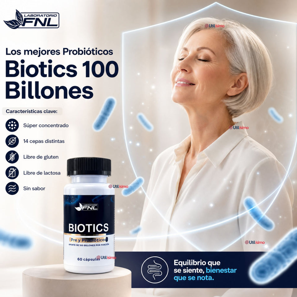 Probióticos FNL Biotics 60 Cápsulas con 100 Billones y 14 Cepas