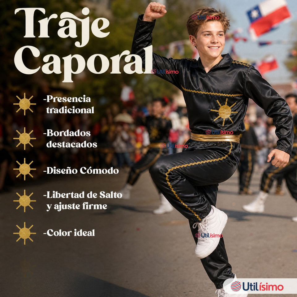 Traje Típico Caporal Negro Danza Tradicional Fiestas Patrias