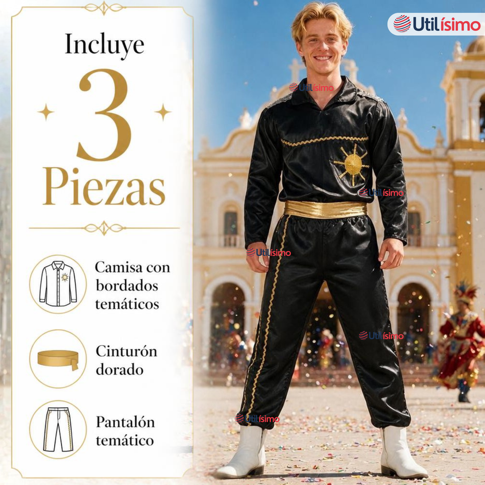 Traje Caporal Típico 2 Piezas Negro Hombre Fiestas Patrias