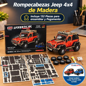 Puzzle 3D Jeep 4x4 Color Surtido de Madera 132 Piezas Juguete Armable