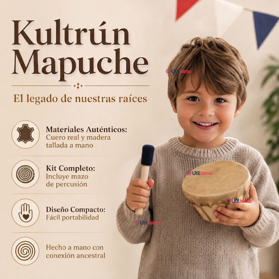 Kultrun Mapuche Instrumento musical Baile Típico 16cm